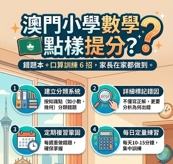 澳門小學數學點樣提分？錯題本＋口算訓練 6 招，家長在家都做到
